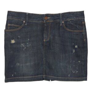 Zara Woman Premium Collection Aged Denim Jean Mini Skirt Size 8